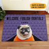 Welcome Foolish Mortals, Personalized Doormat, Custom Photo Halloween Decor For Pet Lovers, Halloween Party Decorations