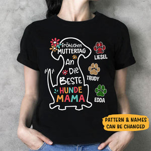 Fröhlichen Muttertag An Die Beste Hundemama, German Version Dark Color Custom T Shirt, Personalized Gifts for Dog Lovers, Individuelles Shirt Für Hundefreunde, Personalisierte Geschenke