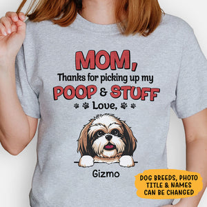 Dad Mom Thanks For Picking Up My Poop, Personalized Shirt, Gifts For Dog Lovers, Custom Photo