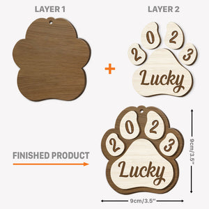 Pet Paw Ornament, Christmas Shaped Ornament, Custom Gift for Pet Lovers