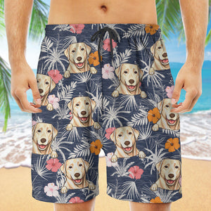 Custom Peeking Dog Hawaiian Pattern, Personalized Beach Shorts, Gift For Dog Lovers