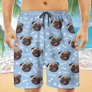 Dog Bone Pattern, Personalized Beach Shorts, Gift For Dog Lovers, Custom Photo