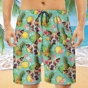 Pet Face Hawaiian Pattern, Personalized Beach Shorts, Gift For Pet Lovers, Custom Photo