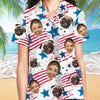 Custom Face US Flag Pattern, Personalized Hawaiian Shirt, Custom Photo