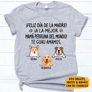 Camisetas Personalizadas Feliz Día De Las Madres, La Mejor Mamá Perruna, Te Guau-mucho, Camiseta Personalizada Para Amantes de los Perros, T Shirts Para Crea