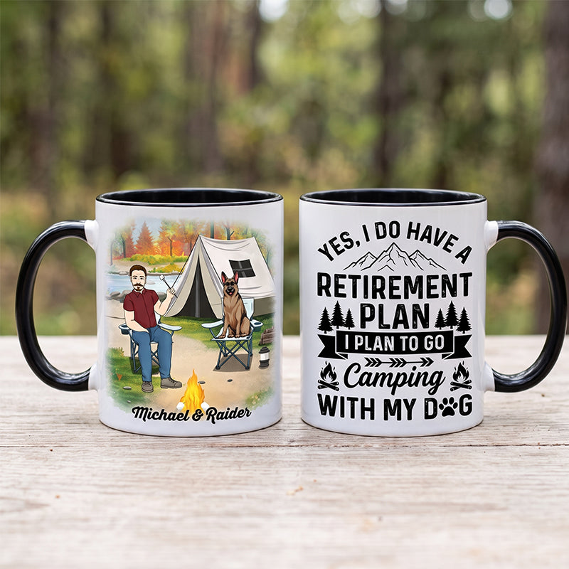 Personalized Retirement Gift for Dog Dad, Custom Ceramic Mug - Retirement Plan Camping With My Dog