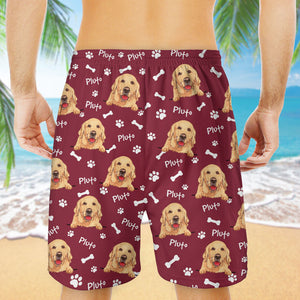 Peeking Dog Bone Pattern, Personalized Beach Shorts, Gift For Dog Lovers