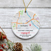 Our First Christmas Map, Personalized Christmas Ornaments, Anniversary Gift For Couples