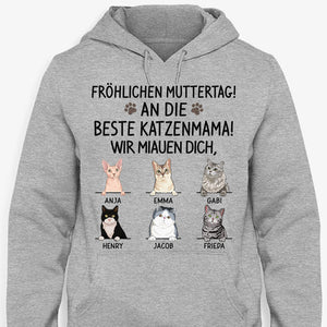 Fröhlichen Muttertag! An Die Beste Katzenmama! Ich Miaue Dich, German Custom Shirt, Personalisiertes Shirt für Katzenliebhaber, Personalisierte Geschenke