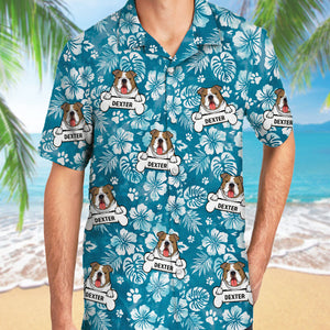 Hibiscus Dog Pattern Shirt, Personalized Hawaiian Shirt, Gift For Dog Lovers