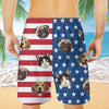 Pet Face American Flag Hawaiian Pattern, Personalized Beach Shorts, Gifts For Pet Lovers, Custom Photo