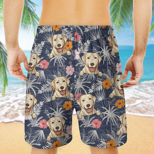 Custom Peeking Dog Hawaiian Pattern, Personalized Beach Shorts, Gift For Dog Lovers