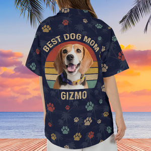 Best Dog Dad Dog Mom Vintage V2, Personalized Hawaiian Shirt, Gift For Dog Lovers, Custom Photo