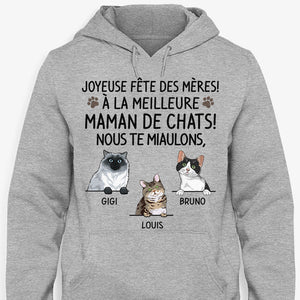 T Shirt Personnalisé Pas Cher, Joyeuse Fête Des Mères! À La Meilleure Maman De Chats, French Custom Shirt, Personnalisation Tee Shirt, Cadeau Personnalisé Femme