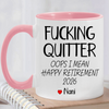 Personalized Retirement Coffee Mug, Quitter I Mean Happy Retirement Gift