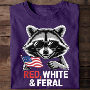 Red White And Feral Racoon Uncle Sam Clothing T-Shirt Tank Top, July 4th Shirt, Personalized T-Shirt Tank Top, Funny Shirt