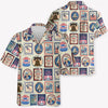 Patriotic America 250 Hawaiian Shirt, Vintage Stamp Print Button Up Shirt, 4th Of July USA, 250th Anniversary Of The USA Hawaiian Shirt