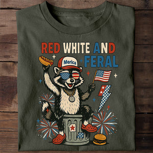 Red White And Feral Racoon Uncle Sam Clothing T-Shirt Tank Top, July 4th Shirt, Personalized T-Shirt Tank Top, Funny Shirt