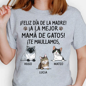 Camiseta Personalizada, ¡Feliz Día de la Madre! ¡A La Mejor Mamá De Gatos, Spanish Espanol Custom Shirt, Regalo Para Las Amantes De Los Gatos, T Shirts Para Crea