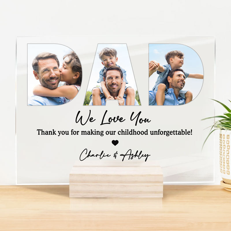 Dad You Are The World, Personalized Acrylic Plaque, Father's Day Gift, Custom Photo