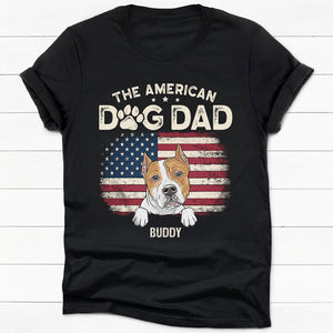 The American Dog Dad Dog Mom Dark Shirt, Personalized Shirt, Gift for Dog Lovers, Custom Photo