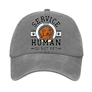 Service Human Hat, Printed Vintage Cotton Washed Cap, Gifts For Pet Lovers, Custom Photo