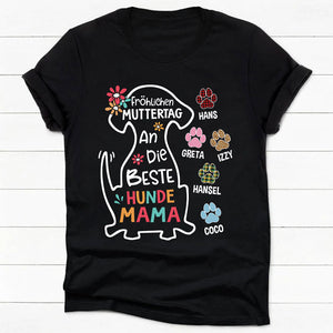 Fröhlichen Muttertag An Die Beste Hundemama, German Version Dark Color Custom T Shirt, Personalized Gifts for Dog Lovers, Individuelles Shirt Für Hundefreunde, Personalisierte Geschenke