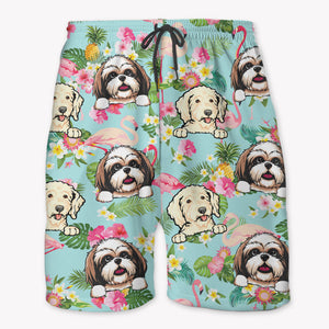 Custom Peeking Dog Hawaiian Pattern, Personalized Beach Shorts, Gift For Dog Lovers