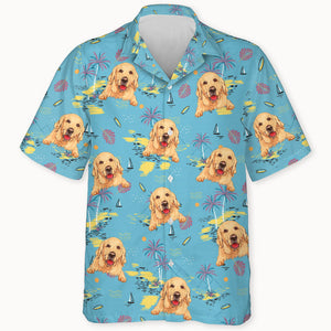 Palm Tree Peeking Dog, Personalized Hawaiian Shirt, Gift For Dog Lovers