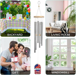 USA Flag and Trump Classic Wind Chimes for outside Memorial Home Garden Patio Decor Gifts for Mom