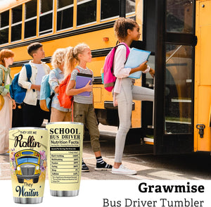 School Bus Driver Tumbler, Bus Driver Appreciation Gifts, 20Oz Stainless Steel Tumbler School Bus