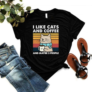 I Like Cats And Coffee Unisex T-Shirt, Coffee Lover Shirt, Funny Cat Shirt, Cat Mom Cat Dad Gift, Cat Lover Shirt, Vintage Cat Shirt