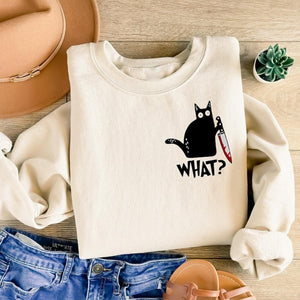 Halloween Black Cat Sweatshirt, Cute Cat Halloween Sweatshirt, Cat Mom Cat Dad Gift, Gift for Cat Lovers