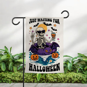 Just wait for Halloween, Summerween Garden Flag Skeleton Yard Decor Funny Summer Garden Decor