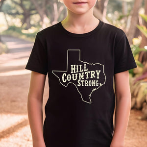 Hill Country Strong Unisex Youth Tee, Pray for Hill Country Campers, Mystic Camp Flood Support Kids Apparel