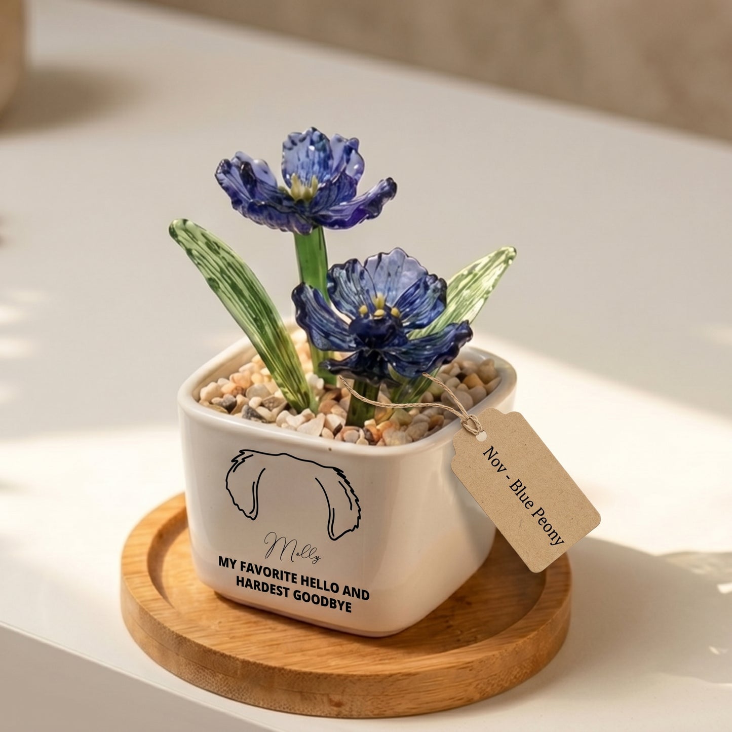 Personalized Dog Loss Gifts, "My Favorite Hello" Planter, Pet Memorial, Custom Design & Birth Month Flower