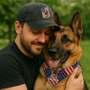 Combo Patriotic Dog Bandana And Washed Cap, Personalized Dog Bandana And Washed Cap, Perfect Pet Gift, Gifts For Dog Lovers