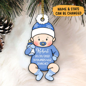 Baby's First Christmas Stats, Baby Shape, Christmas Shaped Ornament, Custom Gift for Baby