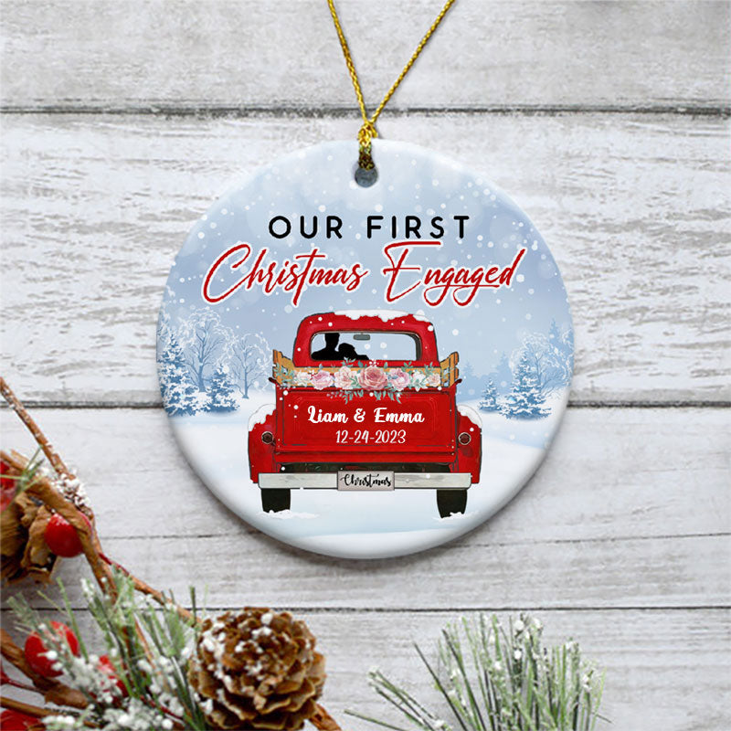 Our First Christmas Engaged, Personalized Christmas Ornaments, Custom Holiday Decoration