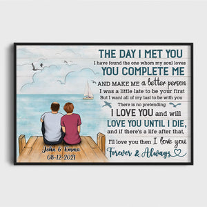 Personalized The Day I Met You Couple Poster, Beach Dock, Anniversary Gift