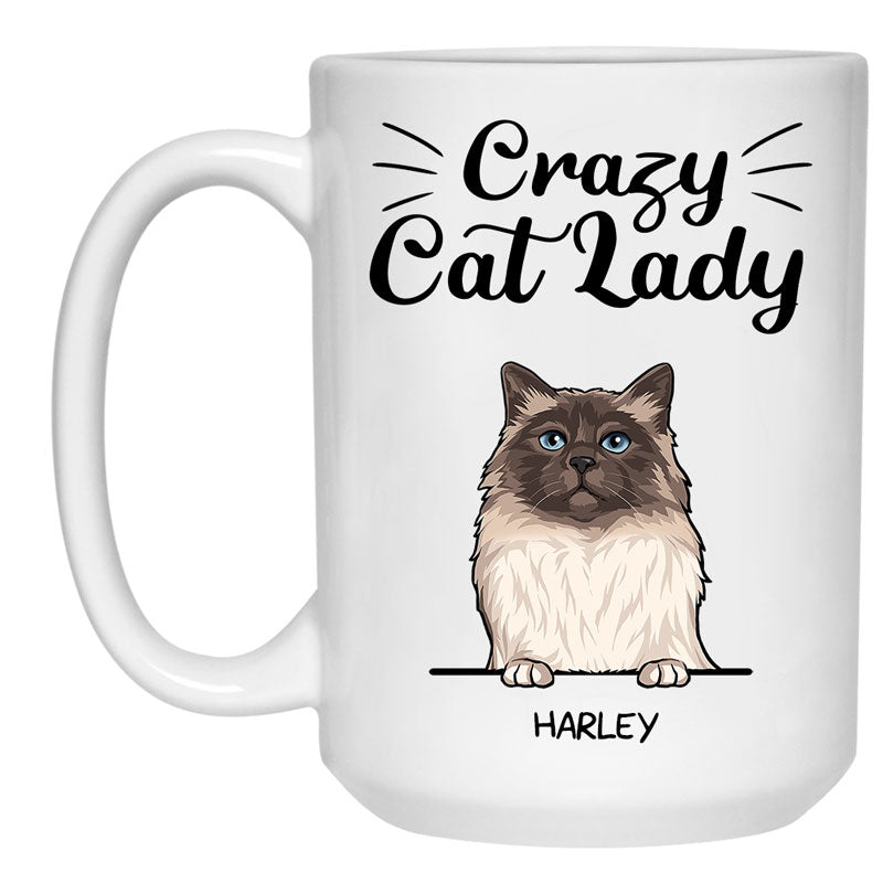 Crazy Cat Lady, Custom Coffee Mug, Personalized Gifts for Cat Lovers