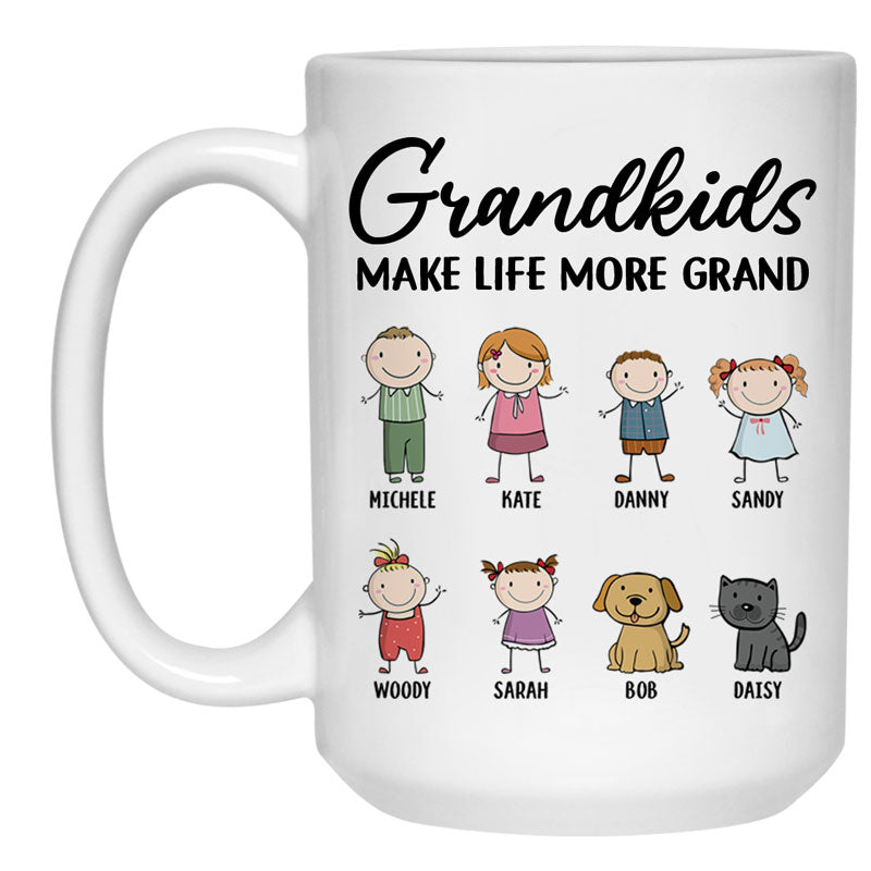 Grandkids Make Life More Grand, Personalized Coffee Mug, gift for Grandparents, Father's Day gift