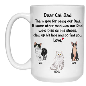 Thank You For Being Our Dad, Personalized Coffee Mug, Custom Gift for Cat Lovers