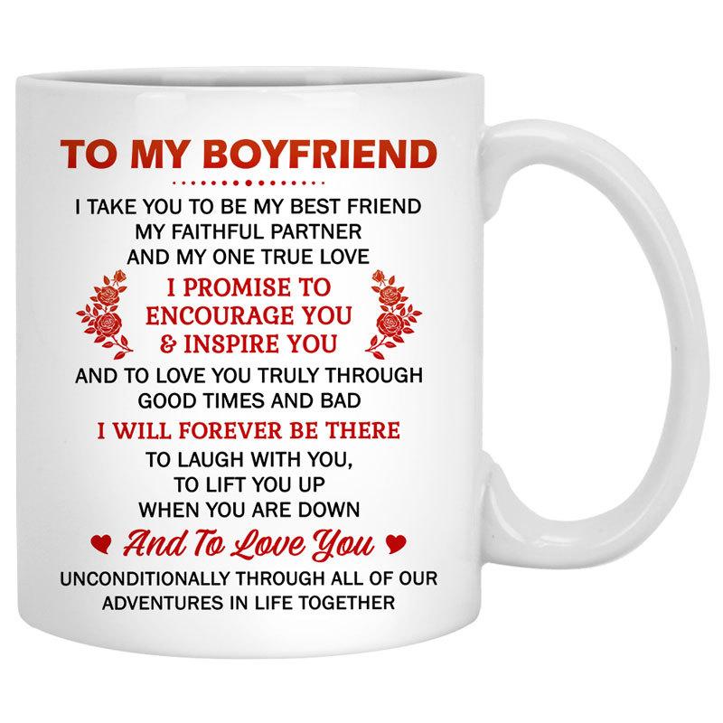 To my boyfriend Promise Encourage Inspire Street, Customized mug, Anniversary gift, Personalized love gift for him