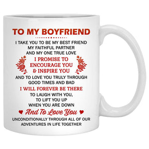 To my boyfriend Promise Encourage Inspire Street, Customized mug, Anniversary gift, Personalized love gift for him