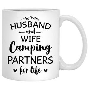 Husband and Wife Camping Partners for Life, Customized Camping Couple mug, Anniversary gifts, Personalized gifts