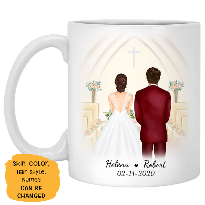 To my husband God blessed the broken road I love you, Church Wedding, Customized mug, Anniversary gifts, Personalized love gift for him