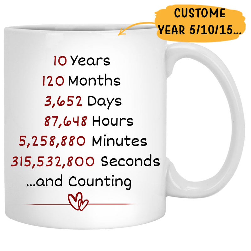 Anniversary gift by year, Years and Counting, Fall Mugs, Personalized gifts