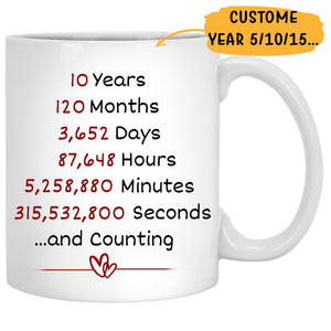 Anniversary gift by year, Years and Counting, Fall Mugs, Personalized gifts