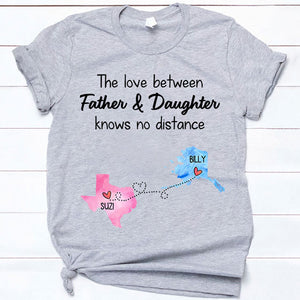 Long Distance Father and Daughter Personalized State Colors Light Premium T-Shirt, Custom Father's Day Gift